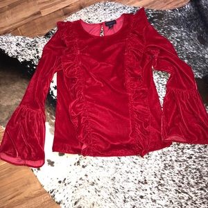 Bell sleeve velvet top